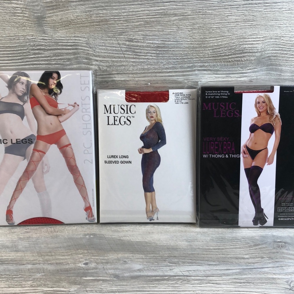 Music Legs Lingerie Lot of 3 Outfits
